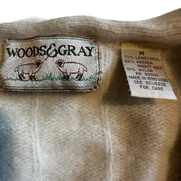 woods & gray women’s sweater size M lambwool angora blend knit cream long sleeve - Picture 5 of 11